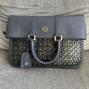 Tory Burch Runway Tweed Leather Handbag